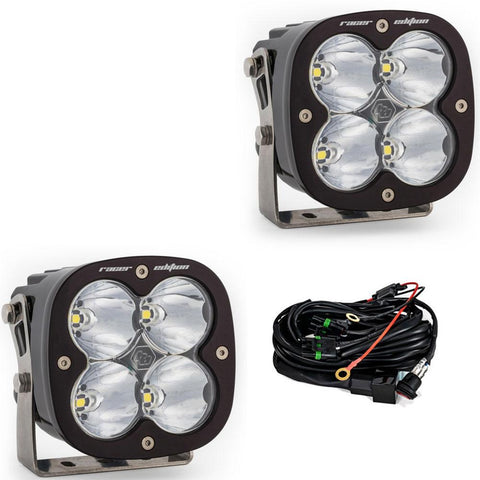 Baja Designs XL Racer Edition LED Auxiliary Light Pod Pair, whole product on a studio background: A pair of black XL Racer Edition LED light pods