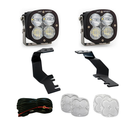 Baja Designs XL Sport A-Pillar Light Kit, complete kit on a studio background: A pair of Baja Designs XL Sport LED pods