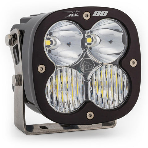 Baja Designs XL80 LED Auxiliary Light Pod, whole product on a studio background: A single black square Baja Designs XL80 LED light pod