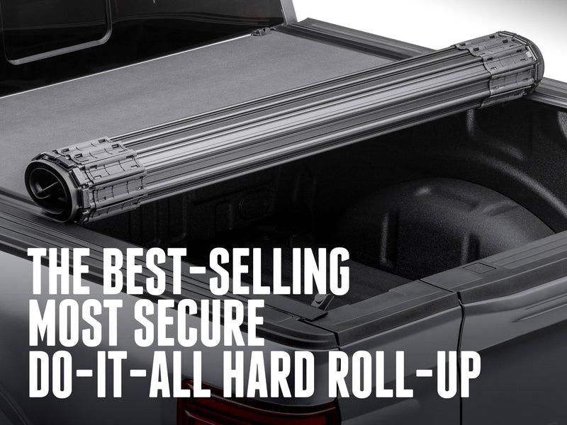 Rolled Revolver X4s in the bed with the headline "The best-selling, most secure, do-it-all hard roll-up"