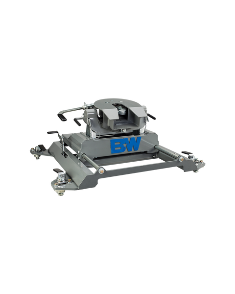 B&W RVK3670 complete fifth wheel hitch. This listing supplies only the sliding base in this photo, the lower structure the coupler sits on; the coupler head on top is not included