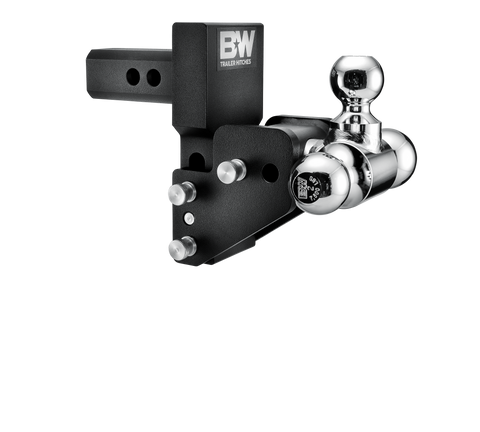 B&W Tow & Stow MultiPro and MultiFlex Adjustable Ball Mount, 2" Shank, 2.5" Drop, Tri-Ball 1-7/8" x 2" x 2-5/16", Black - studio product view