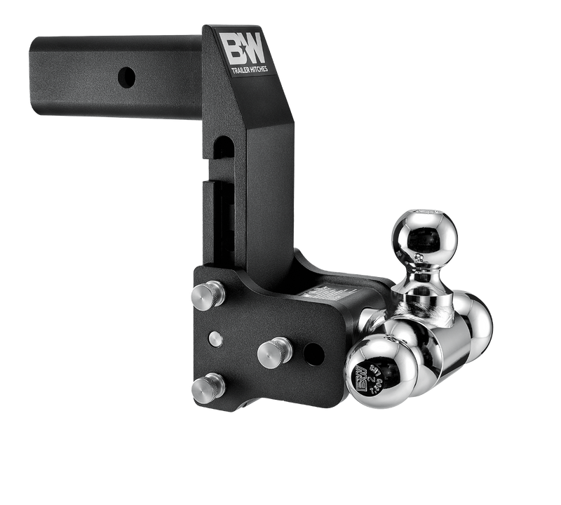 B&W Tow & Stow MultiPro and MultiFlex Adjustable Ball Mount, 2.5" Shank, 7" Drop, Tri-Ball 1-7/8" x 2" x 2-5/16", Black - studio product view