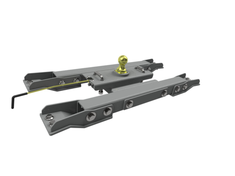 B&W Turnoverball gooseneck hitch kit GNRK1020, second angle studio render showing the latch handle side