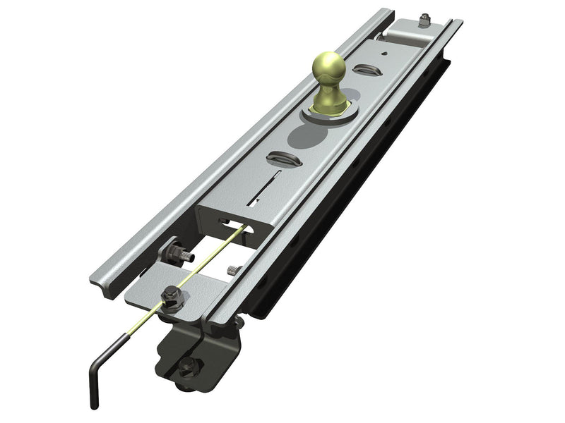 B&W Turnoverball gooseneck hitch kit GNRK1257, second angle studio render showing the latch handle side