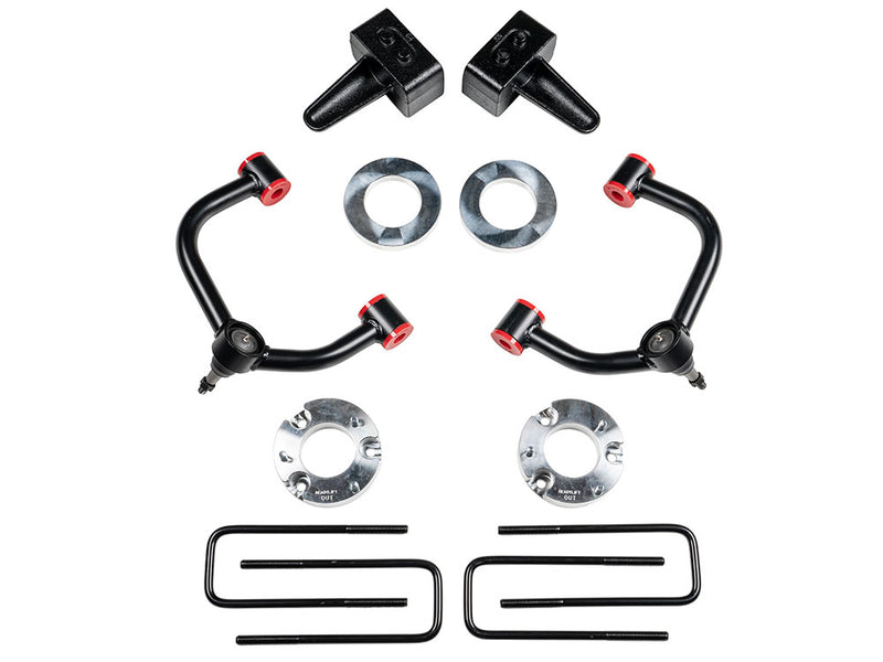 ReadyLIFT 3.5" SST Lift Kit full kit on white: upper control arms, strut spacers, rear blocks and U-bolts