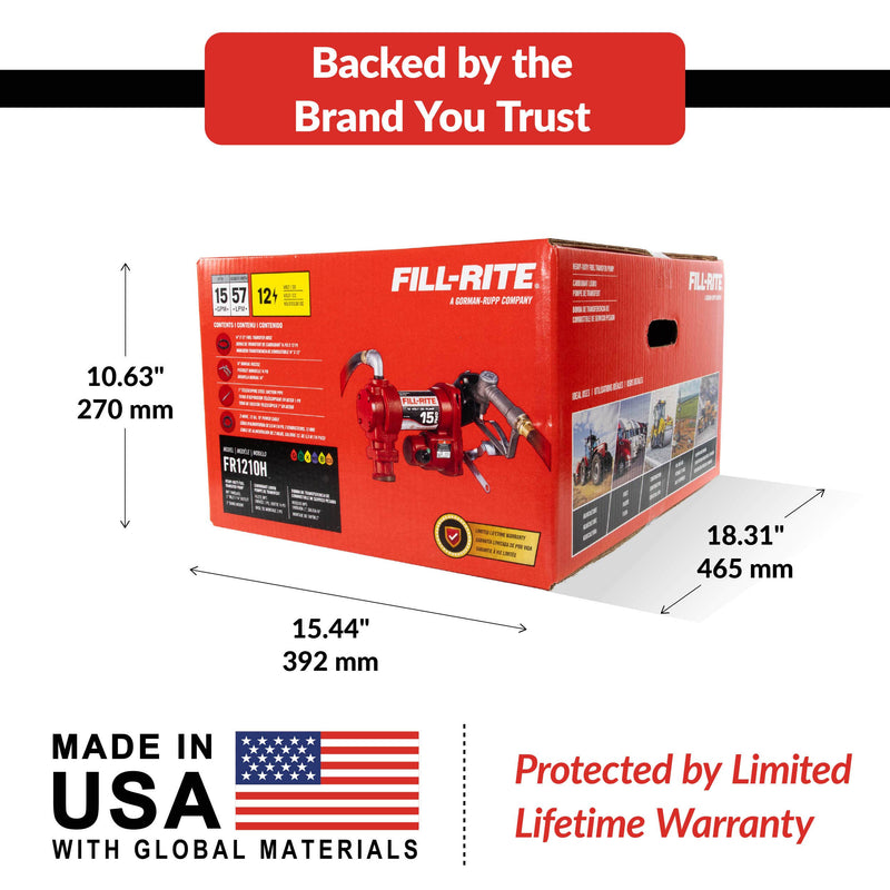 Fill-Rite FR1210H packaged box dimensions