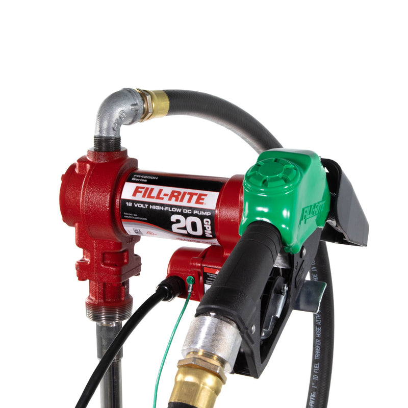 Fill-Rite FR4210HD 12V DC 20 GPM Fuel Transfer Pump with Nozzle, opposite side view