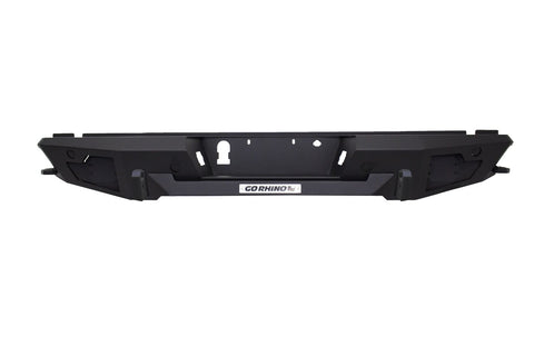 Go Rhino BR20.5: textured black rear bumper with Go Rhino tag, straight-on view on white