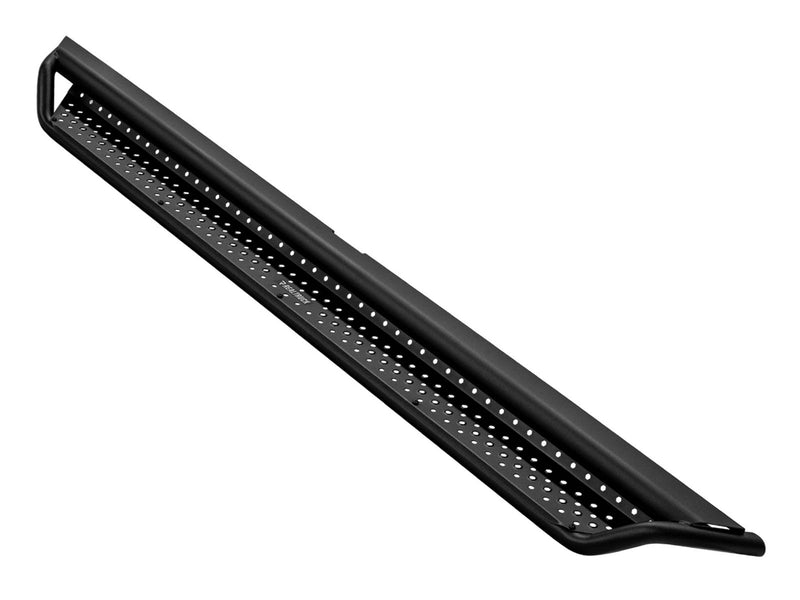 Go Rhino Dominator D1: single black perforated tube side step on white