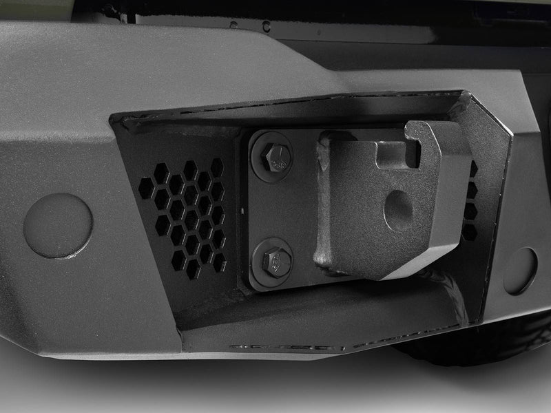 Go Rhino Trailline: close-up of a rear bumper recovery point with honeycomb vent cutouts