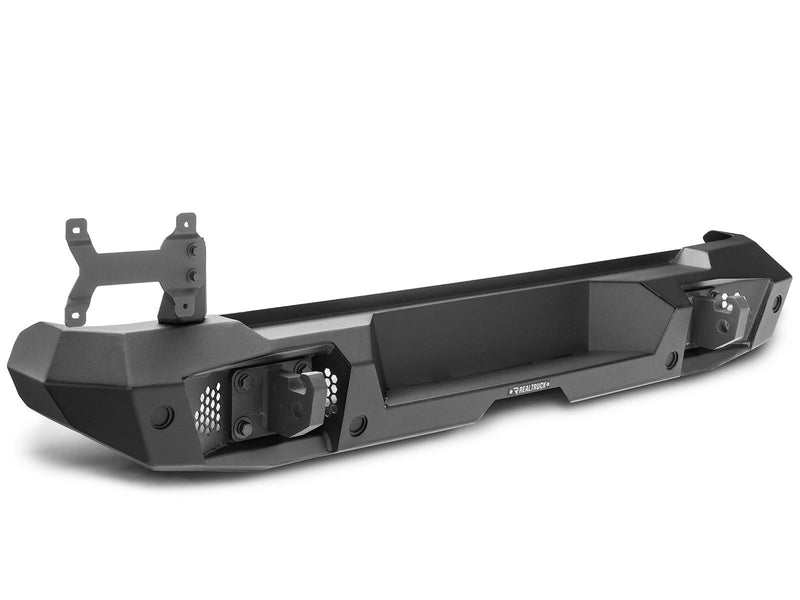 Go Rhino Trailline: full-width rear bumper with tire carrier bracket and recovery points, studio view