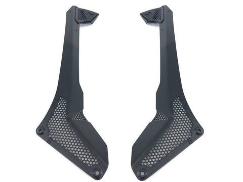 Go Rhino XE: pair of black windshield pillar light bar mounts with perforated panels on white