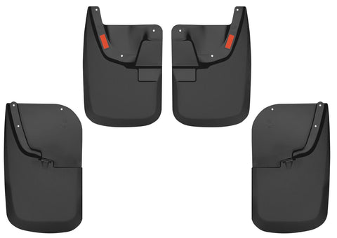Husky Liners Custom Molded: four black custom-molded mud guards (front and rear pairs) on a white background