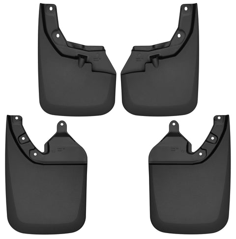 Husky Liners Custom Molded: four black custom-molded mud guards (front and rear pairs) on a white background