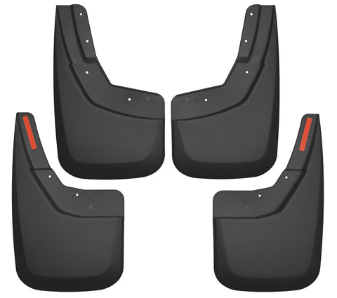 Husky Liners Custom Molded: four black custom-molded mud guards (front and rear pairs) on a white background