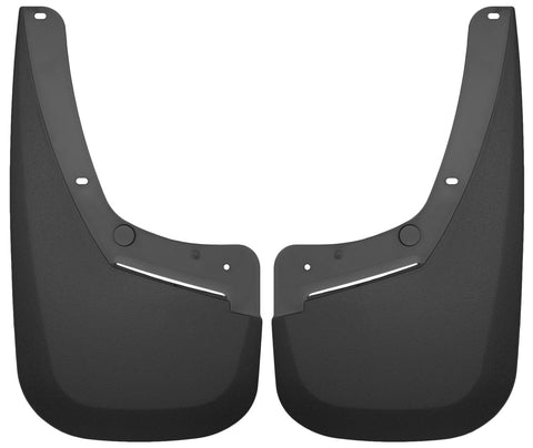 Husky Liners Custom Molded: pair of black custom-molded mud guards on a white background