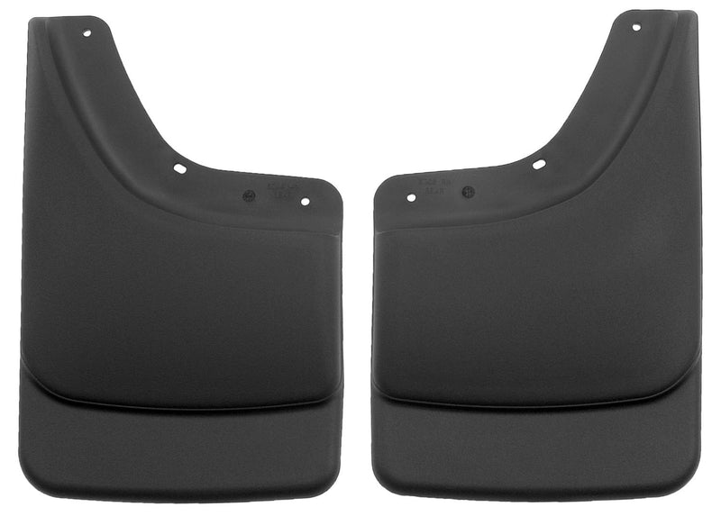 Husky Liners Custom Molded: pair of black custom-molded mud guards on a white background
