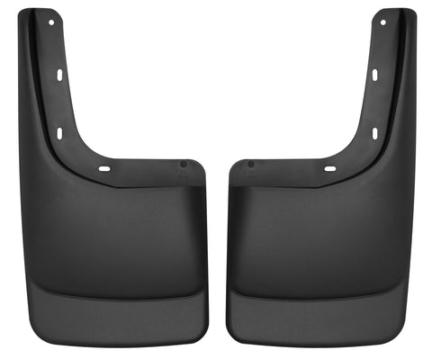 Husky Liners Custom Molded: pair of black custom-molded mud guards on a white background