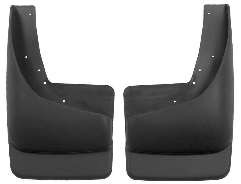 Husky Liners Custom Molded: pair of black custom-molded mud guards on a white background
