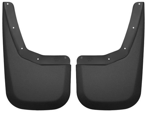Husky Liners Custom Molded: pair of black custom-molded mud guards on a white background
