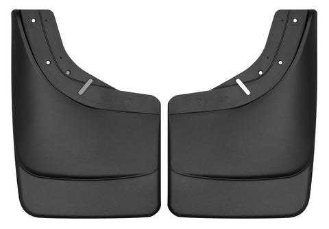 Husky Liners Custom Molded: pair of black custom-molded mud guards on a white background