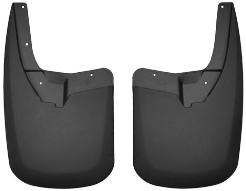 Husky Liners Custom Molded: pair of black custom-molded mud guards on a white background