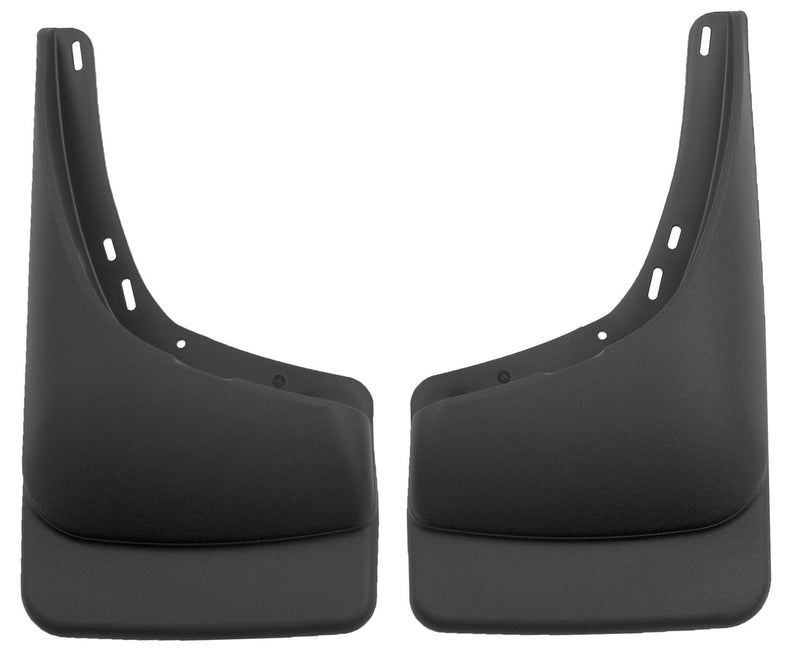 Husky Liners Custom Molded: pair of black custom-molded mud guards on a white background