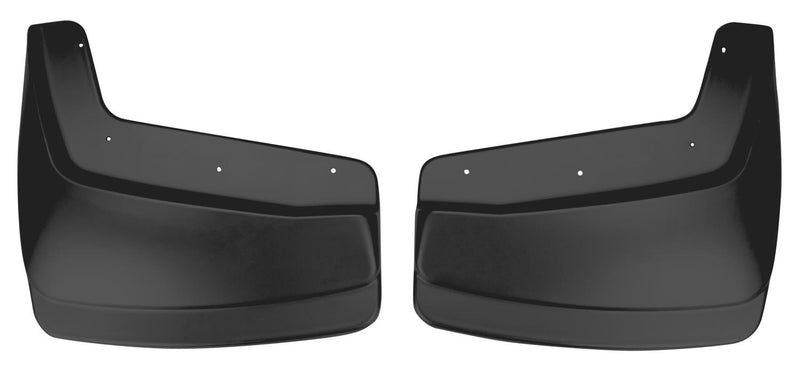Husky Liners Custom Molded: pair of black custom-molded mud guards on a white background