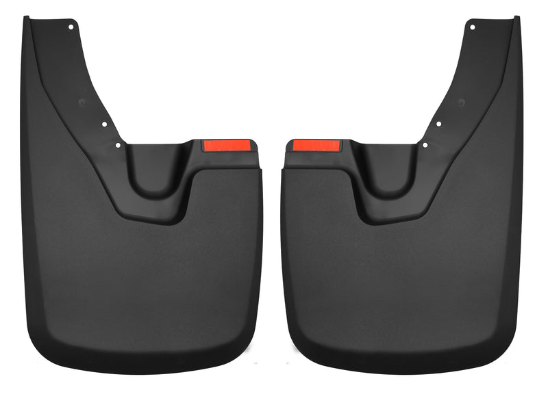 Husky Liners Custom Molded: pair of black custom-molded mud guards on a white background