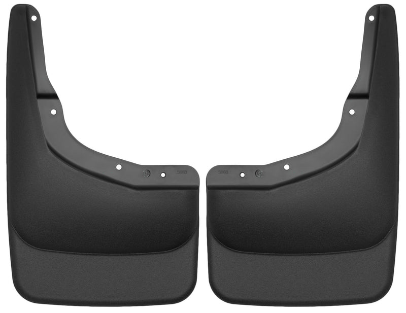 Husky Liners Custom Molded: pair of black custom-molded mud guards on a white background