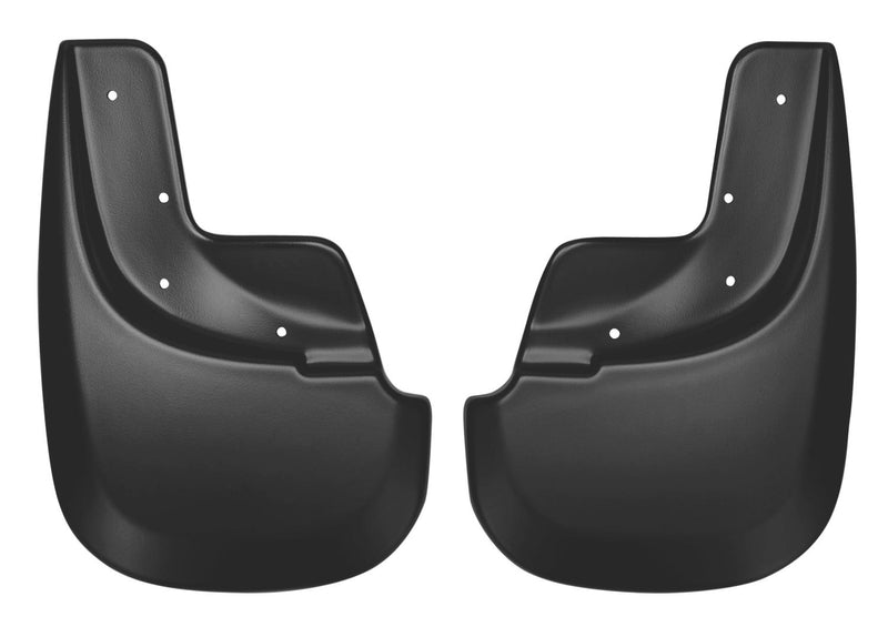 Husky Liners Custom Molded: pair of black custom-molded mud guards on a white background