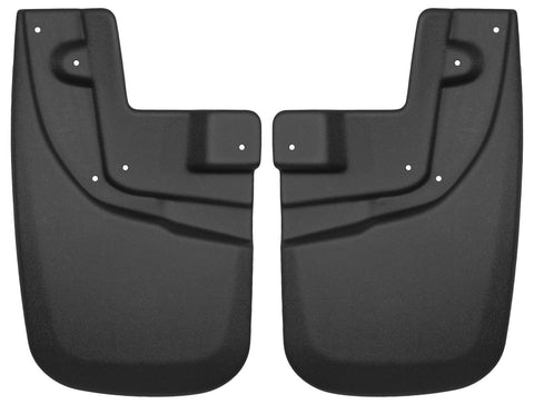 Husky Liners Custom Molded: pair of black custom-molded mud guards on a white background