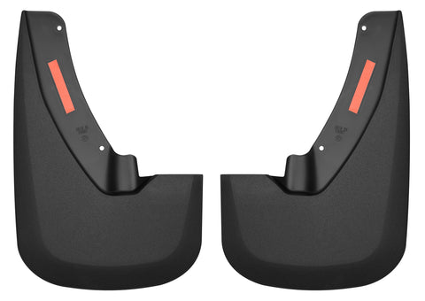 Husky Liners Custom Molded: pair of black custom-molded mud guards on a white background
