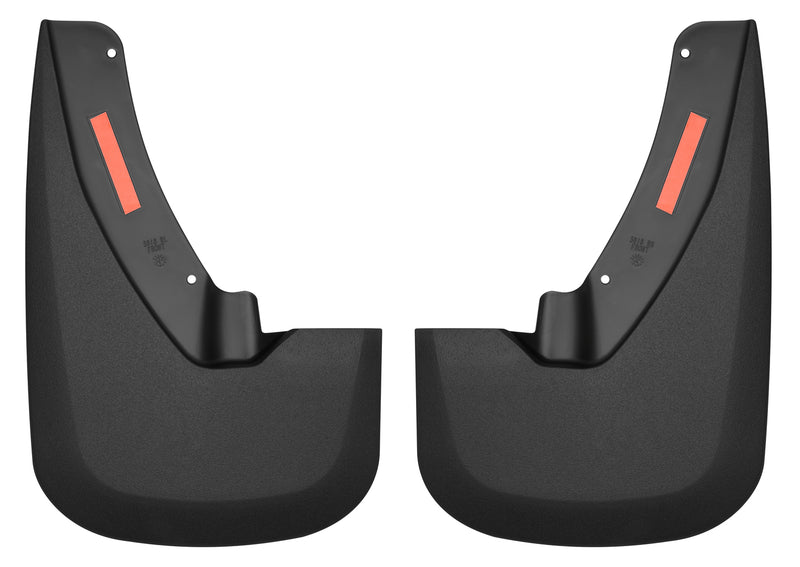 Husky Liners Custom Molded: pair of black custom-molded mud guards on a white background
