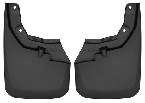 Husky Liners Custom Molded: pair of black custom-molded mud guards on a white background