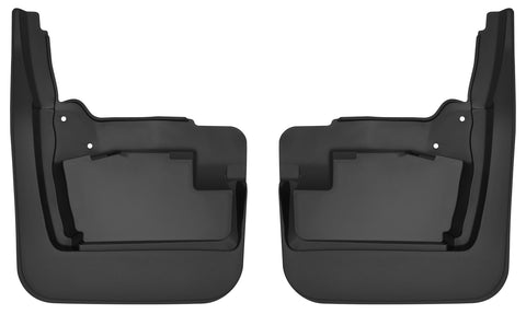 Husky Liners Custom Molded: pair of black custom-molded mud guards on a white background