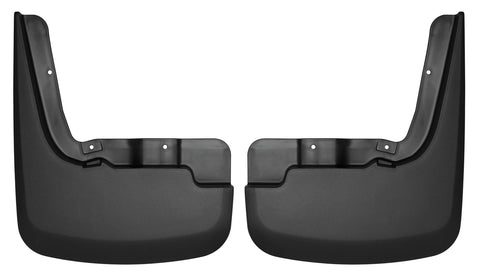 Husky Liners Custom Molded: pair of black custom-molded mud guards on a white background