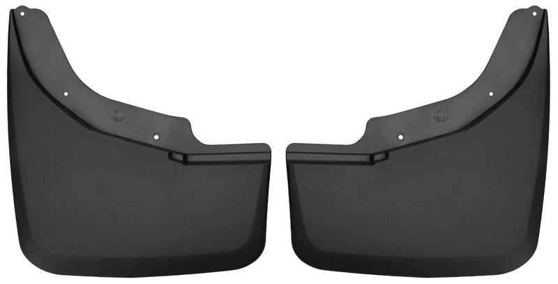 Husky Liners Custom Molded: pair of black custom-molded mud guards on a white background