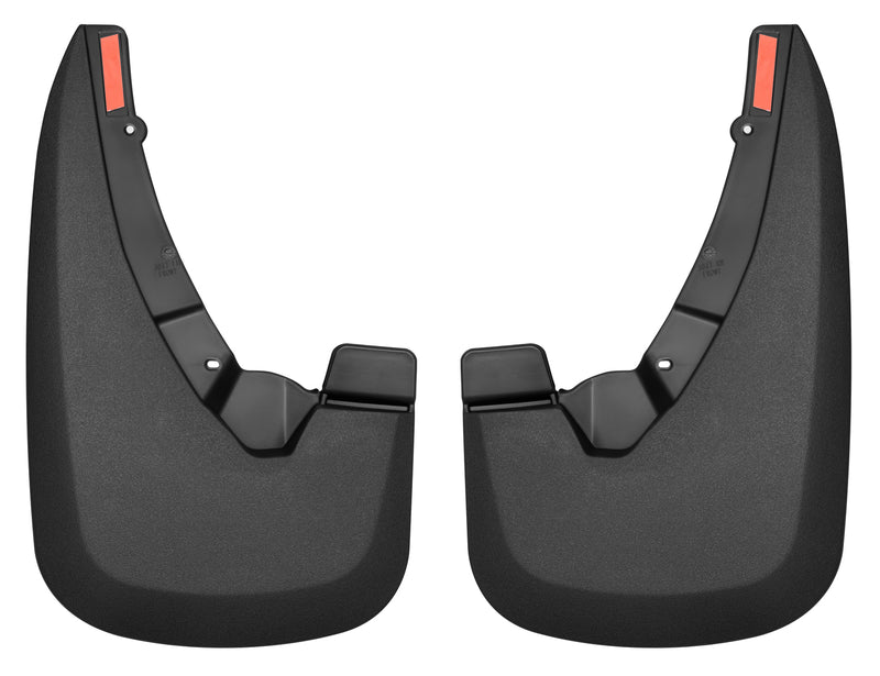 Husky Liners Custom Molded: pair of black custom-molded mud guards on a white background