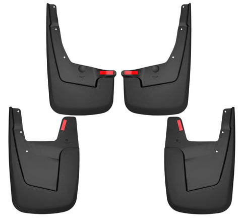 Husky Liners Custom Molded: set of four black custom-molded mud guards, front and rear pairs, on a white background