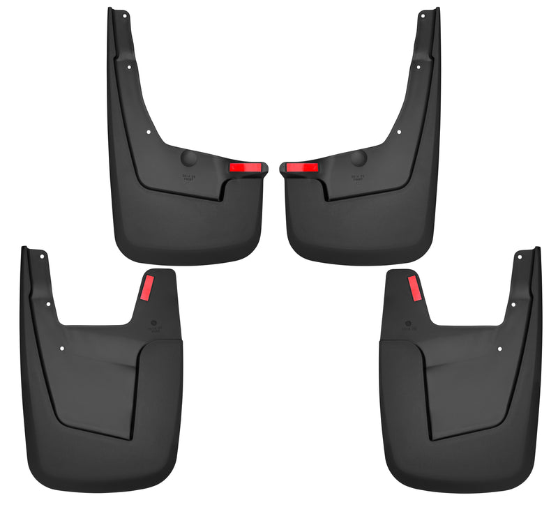 Husky Liners Custom Molded: set of four black custom-molded mud guards, front and rear pairs, on a white background