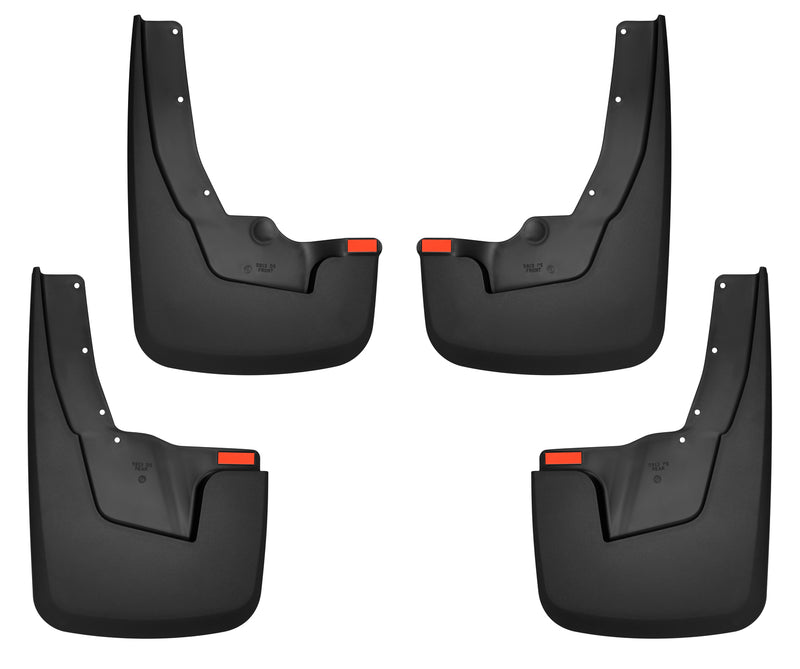 Husky Liners Custom Molded: set of four black custom-molded mud guards, front and rear pairs, on a white background