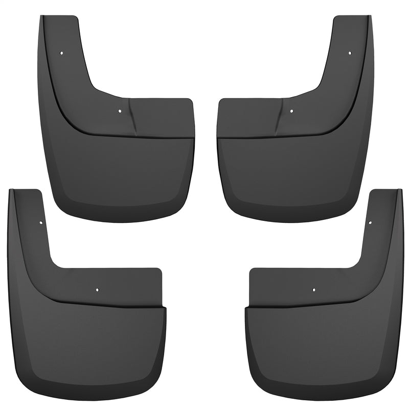 Husky Liners Custom Molded: set of four black molded mud guards, front and rear pairs, on a white background