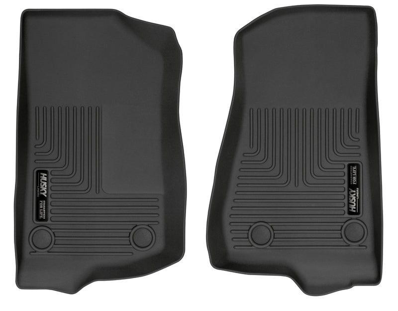 Husky Liners WeatherBeater: black front floor liner pair on white