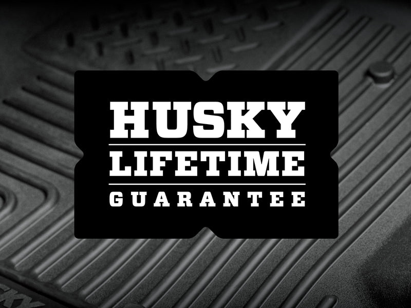 Husky Liners WeatherBeater: HUSKY Lifetime Guarantee logo over black liner texture