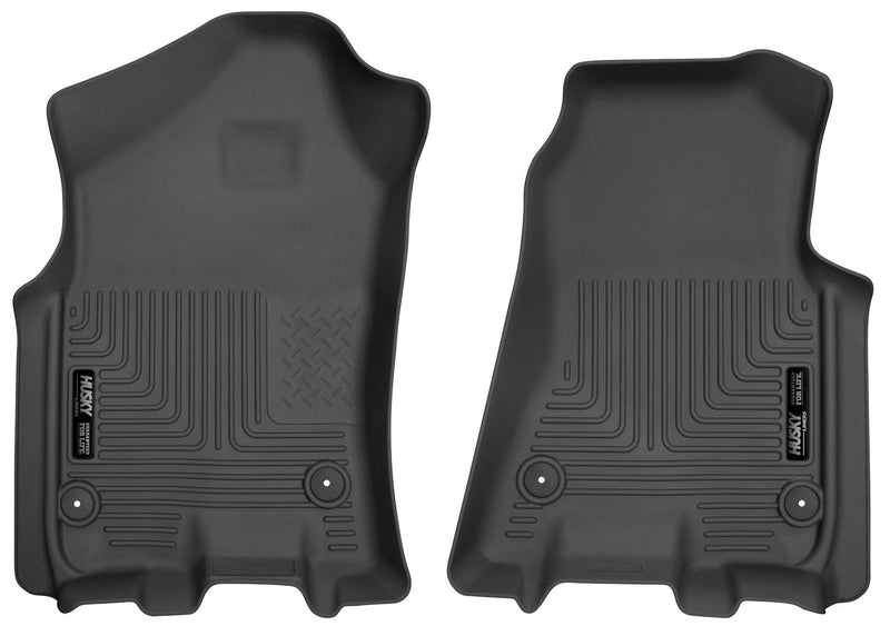 Husky Liners WeatherBeater: pair of black front floor liners on a white background