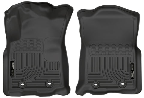 Husky Liners WeatherBeater: pair of black front floor liners on a white background