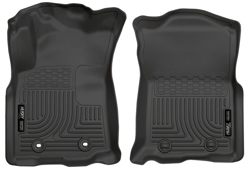 Husky Liners WeatherBeater: pair of black front floor liners on a white background (representative image; each liner is molded for its own vehicle)