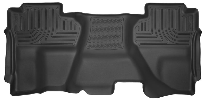 Husky Liners X-act Contour: black X-act Contour 2nd-row liner with full rear-floor coverage on a white background